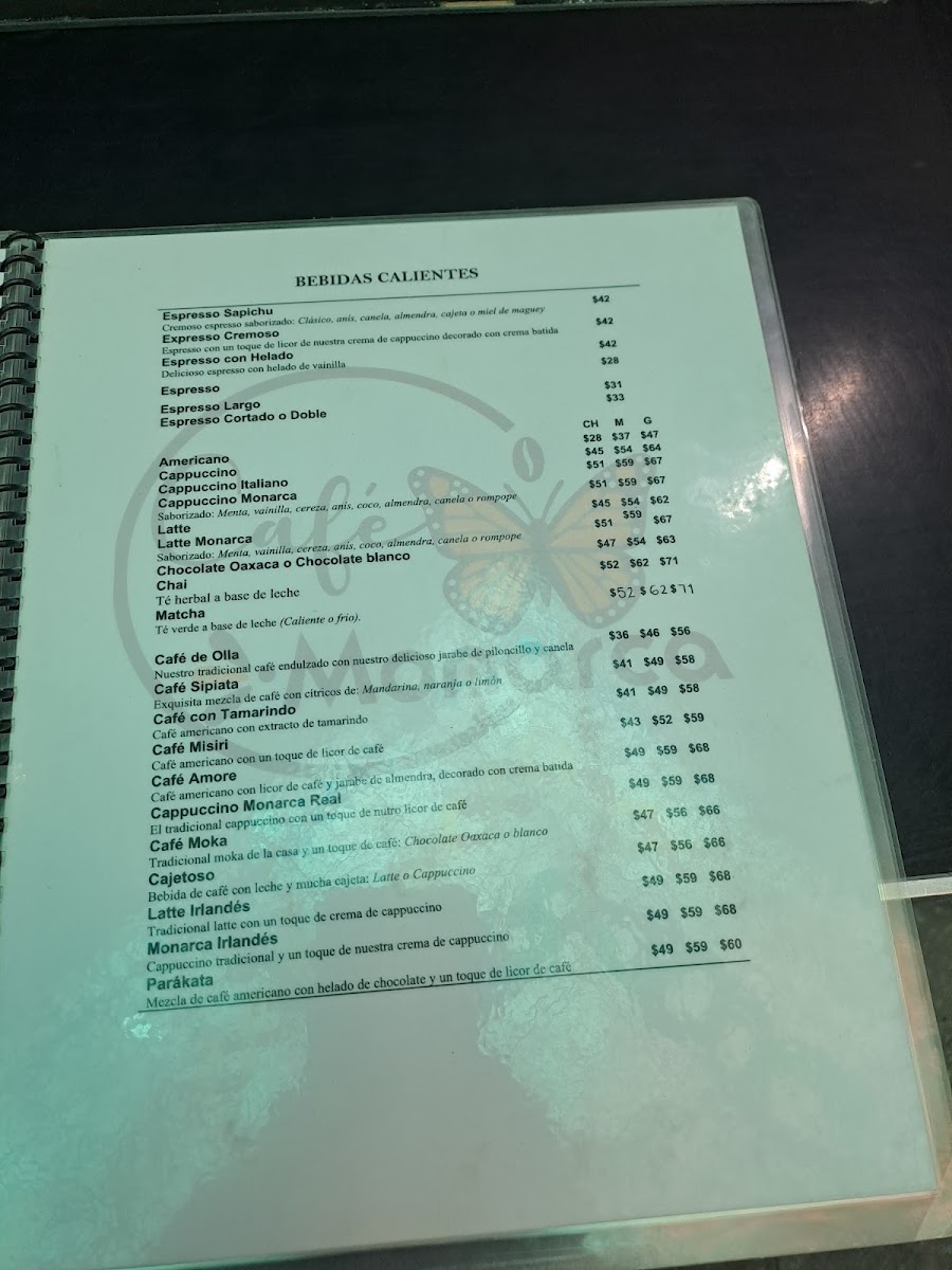 Café Monarca Menu - Image 1